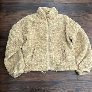 Shein tan colored sherpa zip up jacket